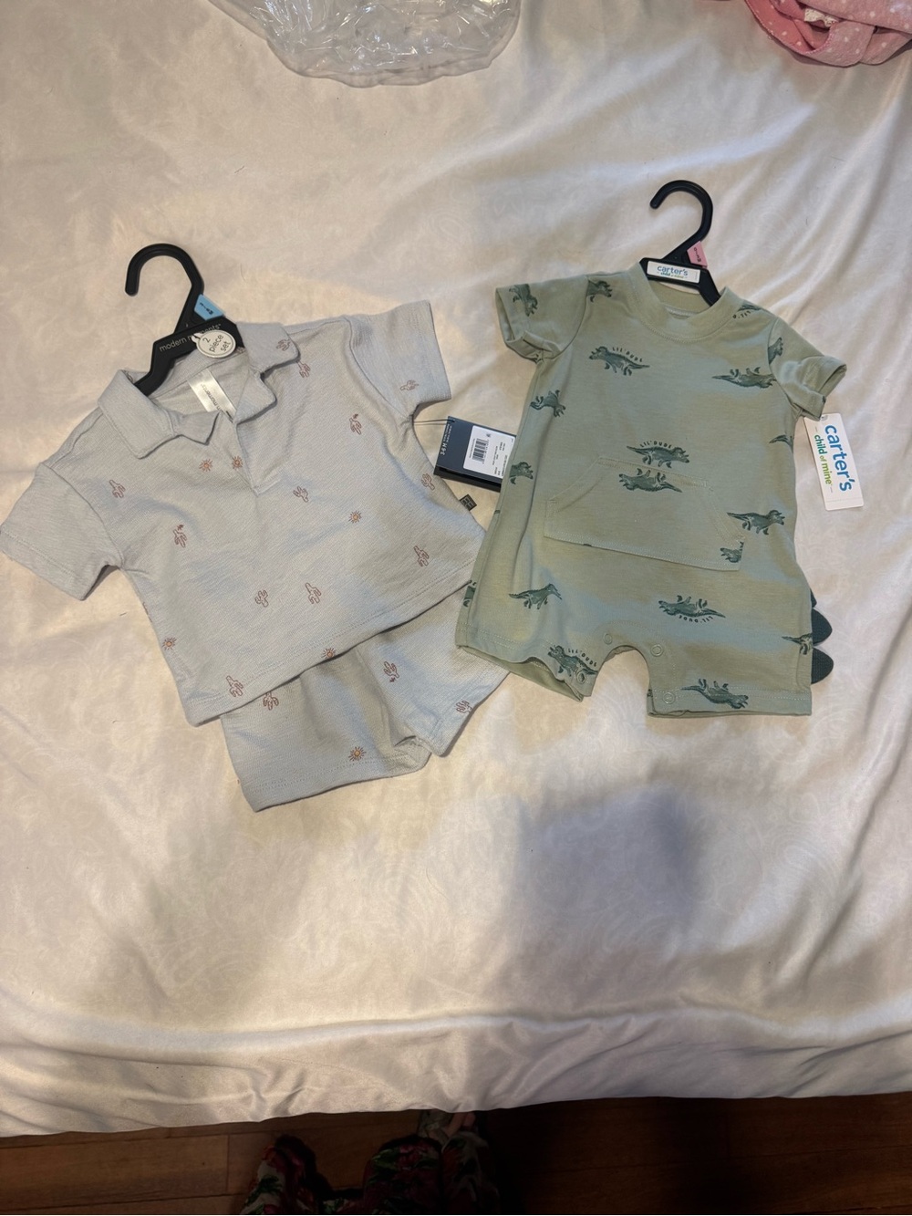 Carter's Light Sage Green and Pale Gray/Beige Kids Matching Sets